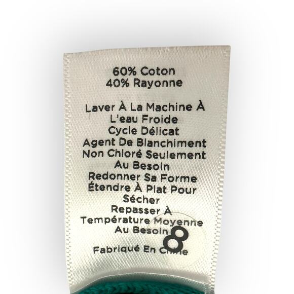 Talbots Women's Ribbon Trim 3/4 Sleeve Cardigan Sweater Size M Teal Green - Picture 5 of 7